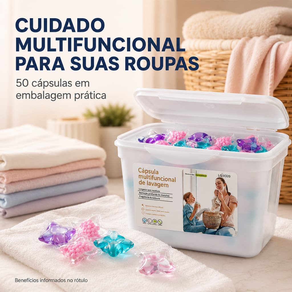 Detergente em Cápsulas Lava Roupas 50 Unidades Remoção de Manchas Com Aroma Para Roupas