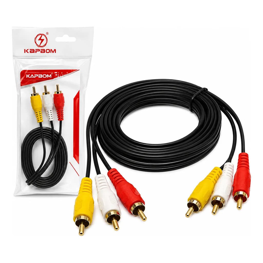 Cabo AV 3 RCA x 3 RCA Macho Audio e Video 1.5m Para TV DVD Som Videogame Home Theater