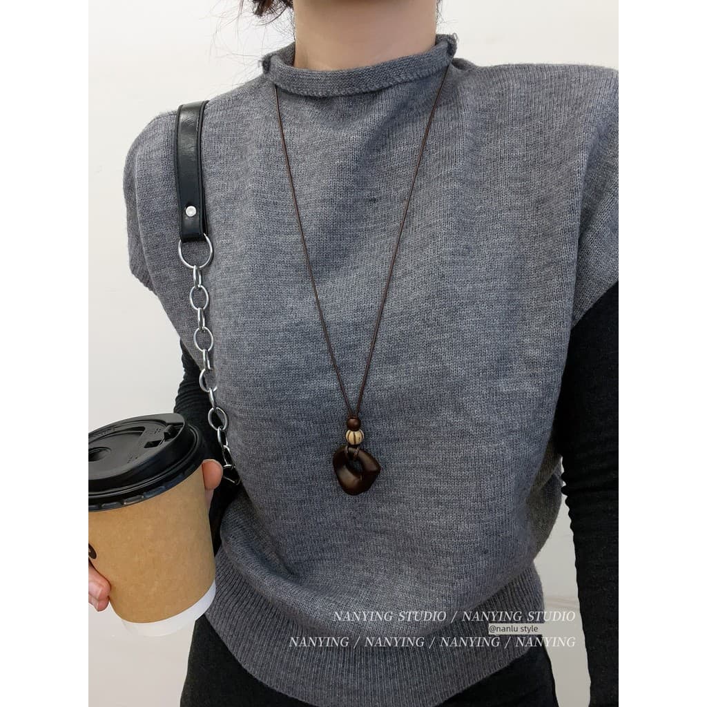 colar femenino colar NANYING colar feminino longo novo estilo chinês Zen Irregular café cor anel pingente estilo dinheir