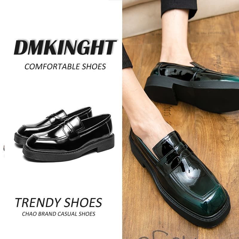 Sapatos de couro estilista de cabelo masculino estilo britânico couro envernizado superfície brilhante aumento interno d