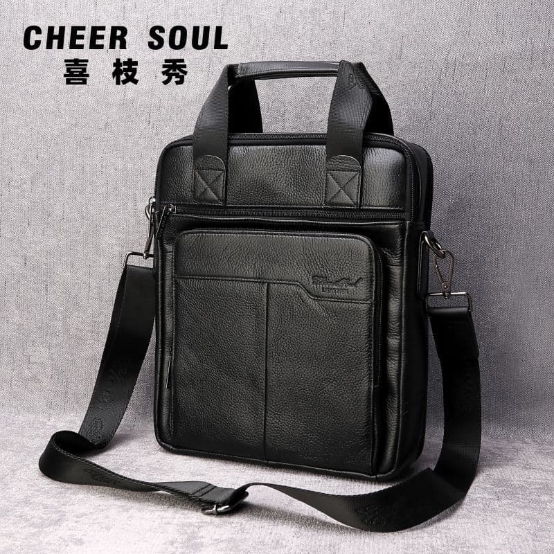 Xizhixiu Bolsa de negócios masculina Casual maleta de grande capacidade bolsa mensageiro de couro genuíno bolsa de ombro