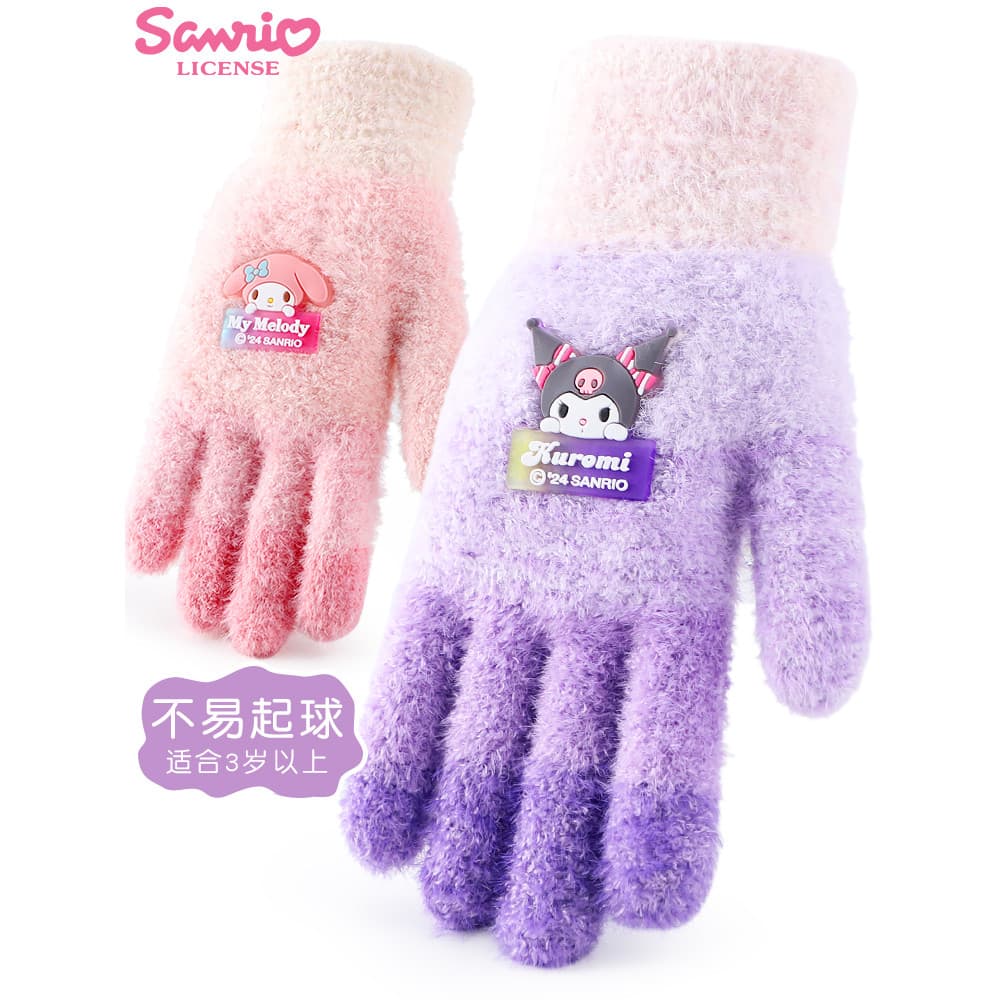 Kuromi crianças luvas meninas luvas inverno bebê cinco dedos dos desenhos animados outono inverno quente crianças menina