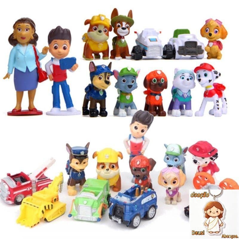 12pcs Patrulla Canina Anime Figuras Ryder Marshall Patrulha Bonecas Chase Rocky Zuma Skye Brinquedos Infantis