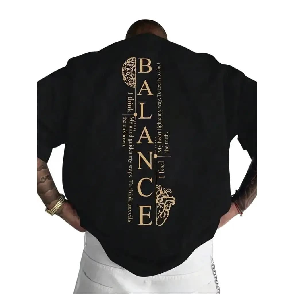 Camiseta Masculina Algodão Premium Streetwear Casual Coração Balance Reto Estilo Gringo