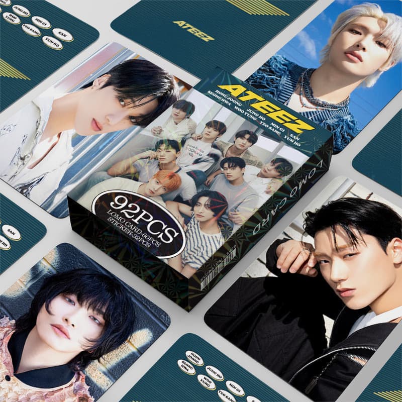 92pcs Cartão fotográfico em caixa ATEEZ Novo Álbum THE WORLD EP.FIN: SERÁ cartão fotográfico Star LOMO Card