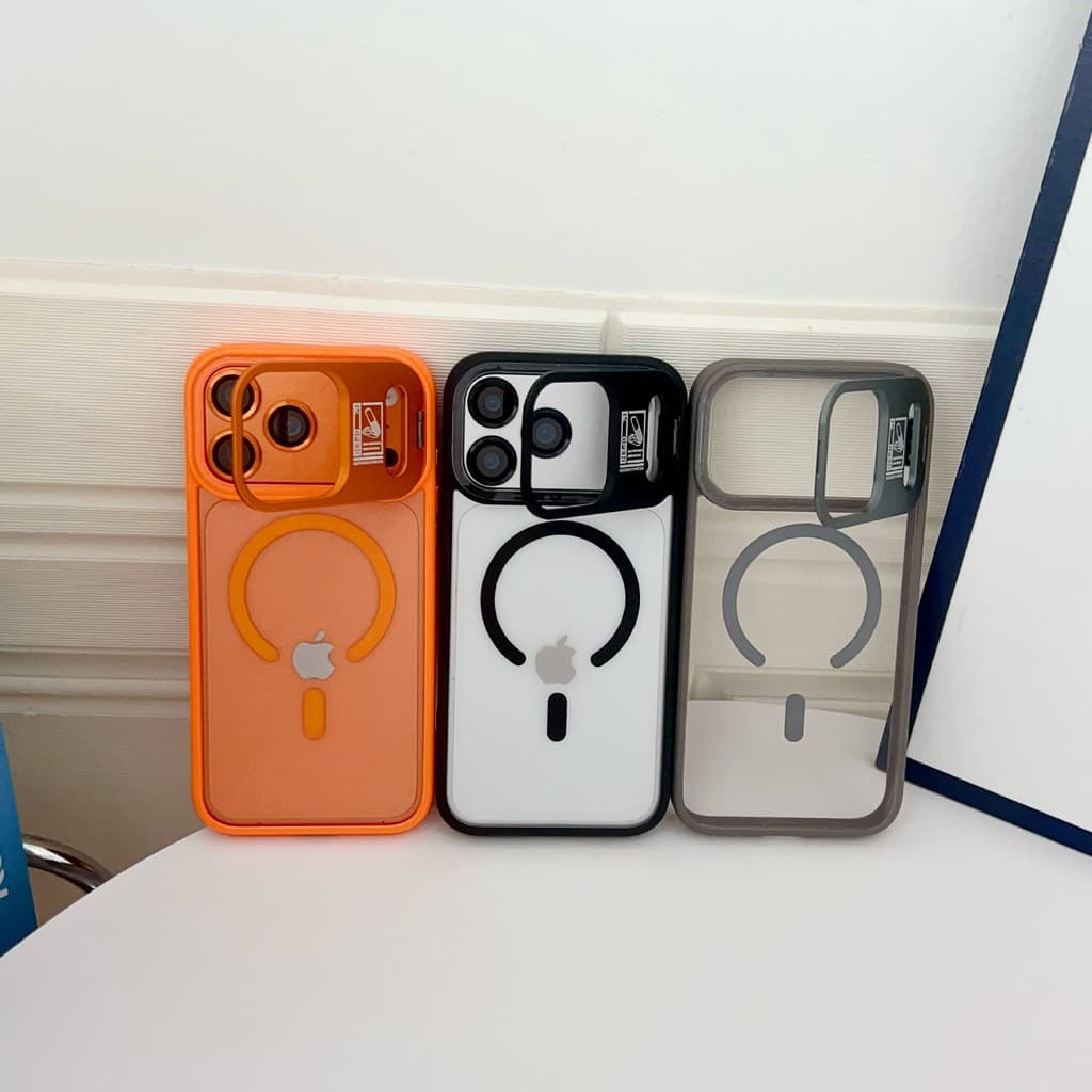 IPhone17Promax Phone Case Lente Suporte de Metal Apple 16 Magnético com Lente Filme Protetor Caso