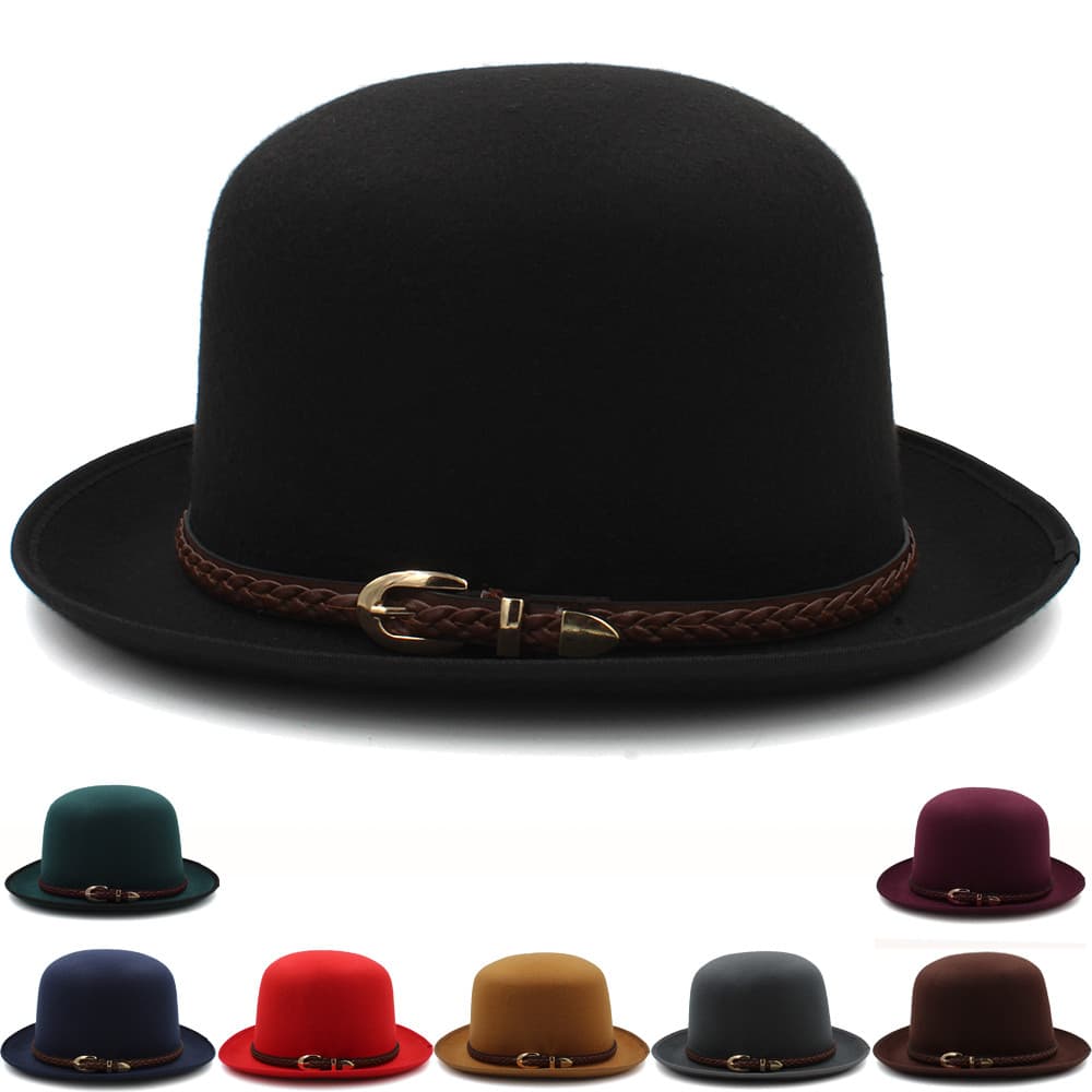 Circunferência da cabeça ligeiramente grande primavera outono inverno Oval topo Retro palco chapéu de lã masculino femin