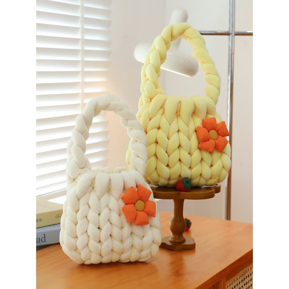Saco tecido à mão diy Material saco caseiro islândia lã flor saco axilas presente para namorada produto acabado