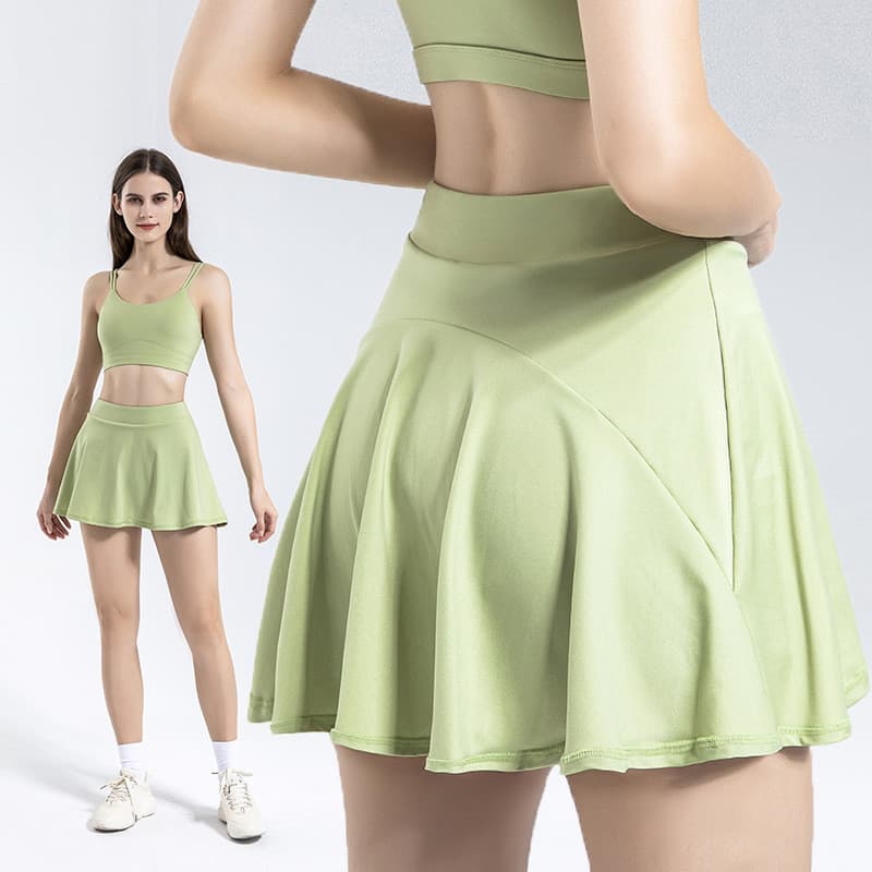 Conjunto esportivo de tênis e yoga, sutiã esportivo, conjunto de corrida, fitness, tênis, saia-calça anti-exposição para