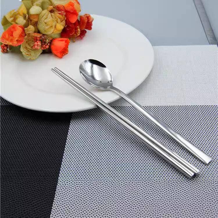 304 pauzinhos de aço inoxidável estilo coreano colher de aço inoxidável não magnética comida ocidental utensílios de mes