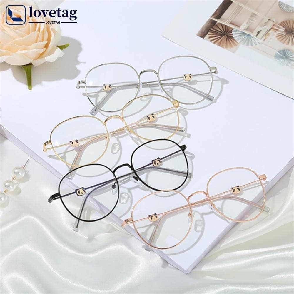 LOVETAG óculos anti-luz azul com design de panda fofo, armação de metal decorativa, design transparente elegante e confo