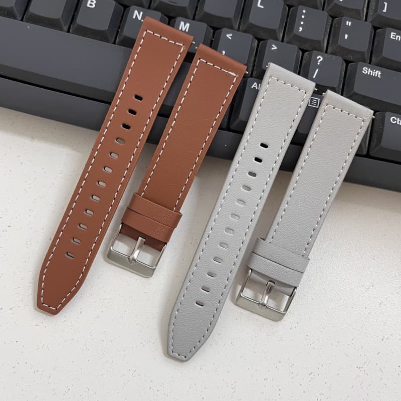 ~~ Pulseira de couro plana com cauda quadrada adequada para Samsung Huawei GT2 Watch3Pro pulseira de relógio inteligente