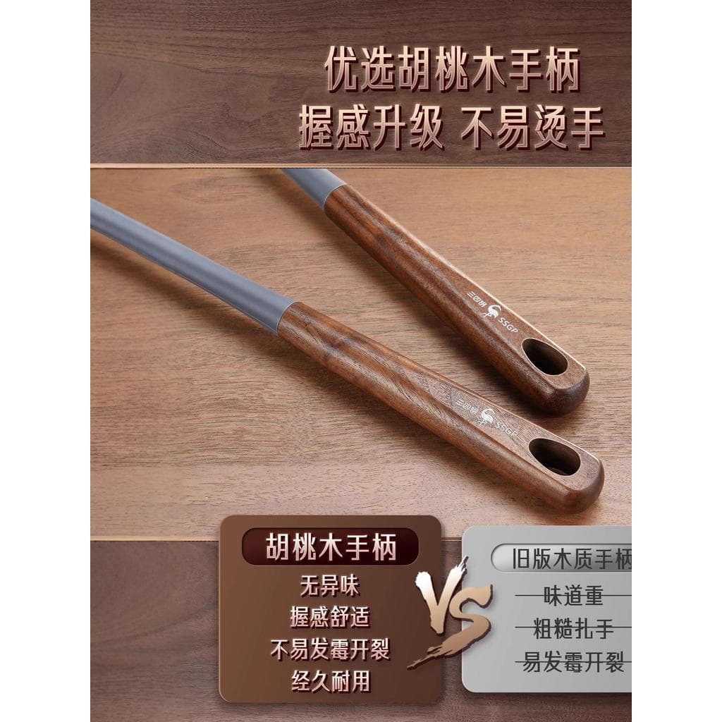 Três Quatro Aços?Espátula de cozinha doméstica espátula de Silicone resistente a altas temperaturas colher de fritura an