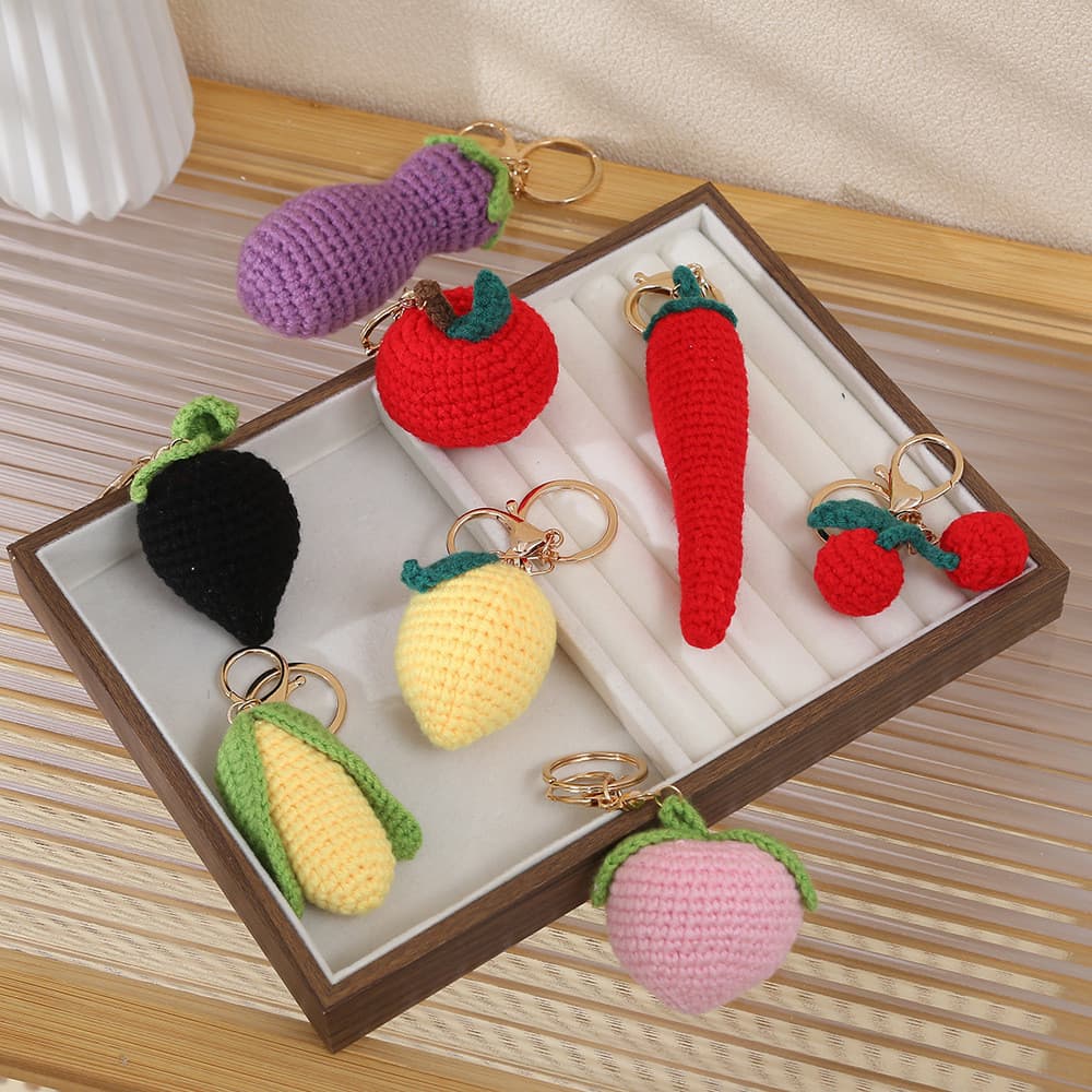 Pingentes para bolsas, acessórios de malha feitos à mão, pequenos bonecos de pelúcia, pingentes para chaveiros, bonecos
