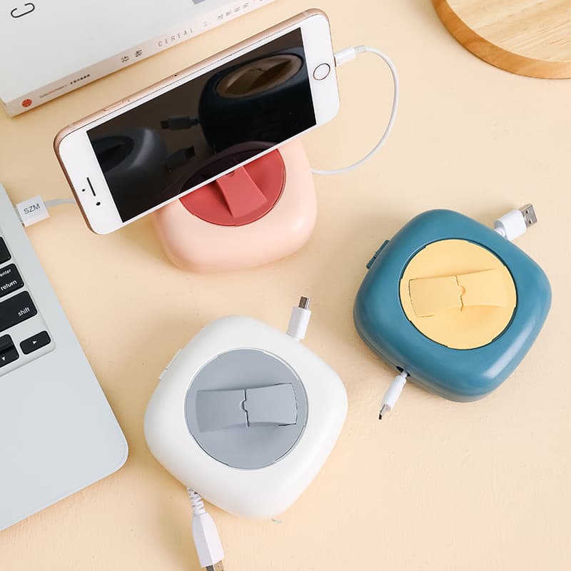 Caixa de armazenamento de cabo de dados multifuncional carregador portátil com suporte do telefone móvel fone de ouvido