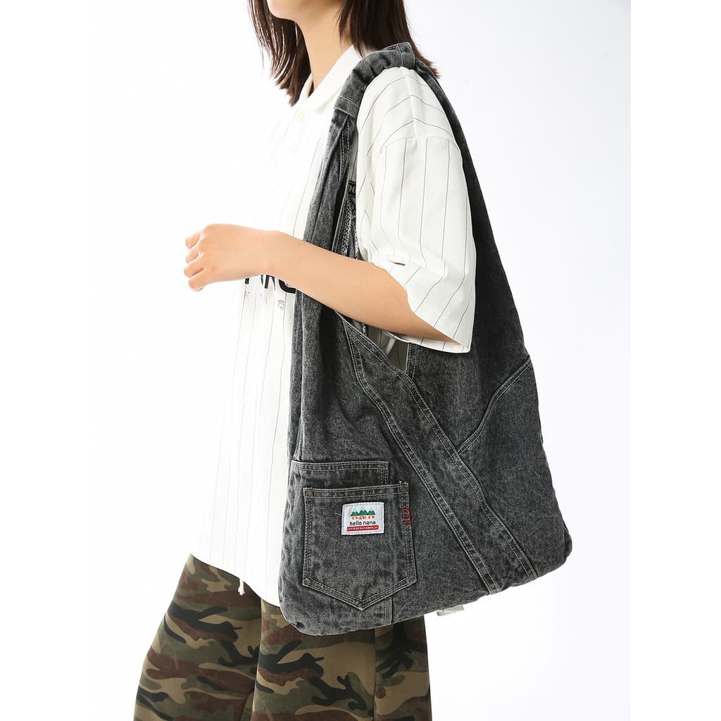 Retro Denim sacola feminina grande capacidade bolsa de ombro estudante Commuter All-Match bolsa feminina 2026 novo estil