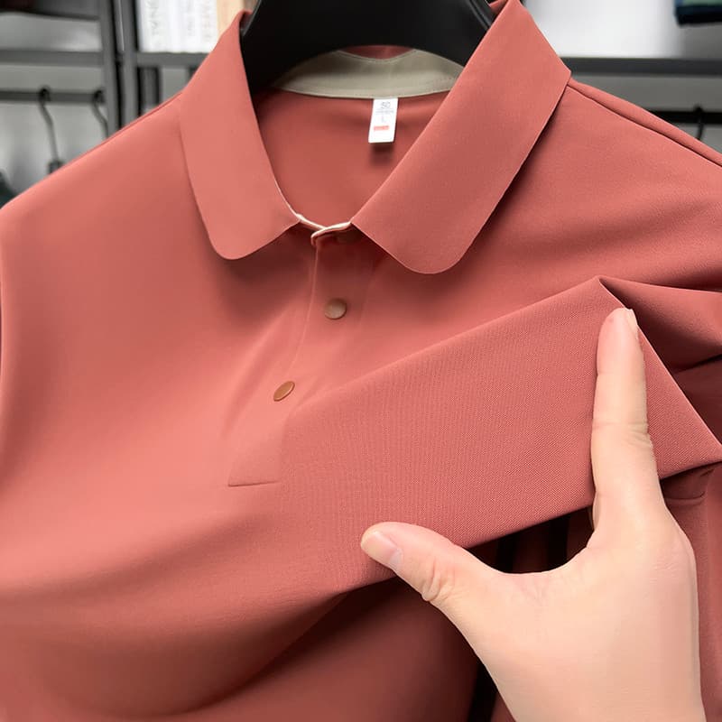 Homens verão vermelho de manga curta camiseta lapela meia-idade alegria pai vestido Benming ano casamento banquete topo