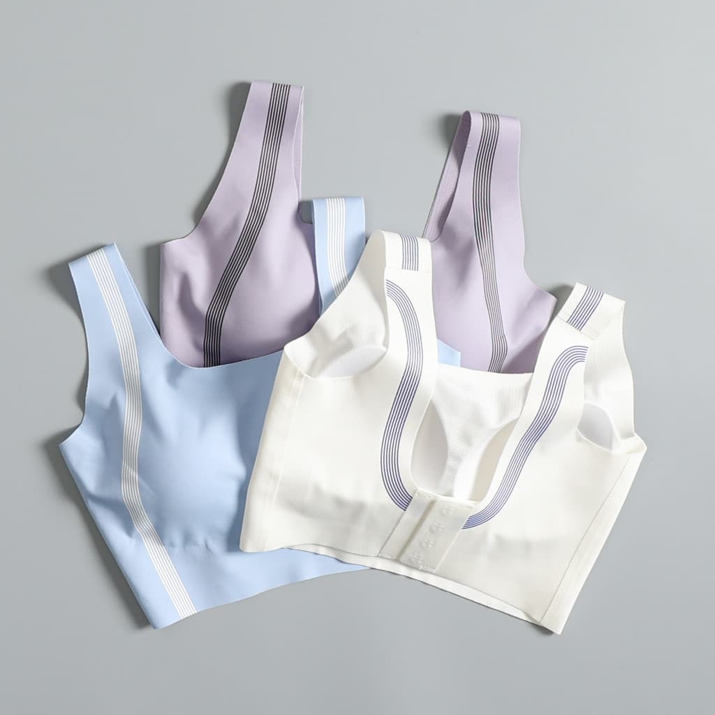 Sutiã esportivo de uma peça feminino verão sem costura nu Yoga Fitness roupa interior bela volta à prova de choque corre