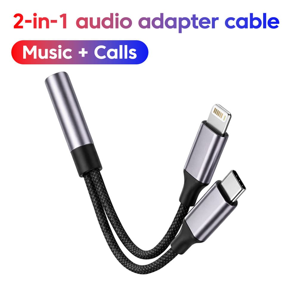 Elough 2 Em 1 Adaptador De Áudio DAC Tipo C/L Para Conector De Cabo Jack De 3.5 Mm Samsung Xiaomi