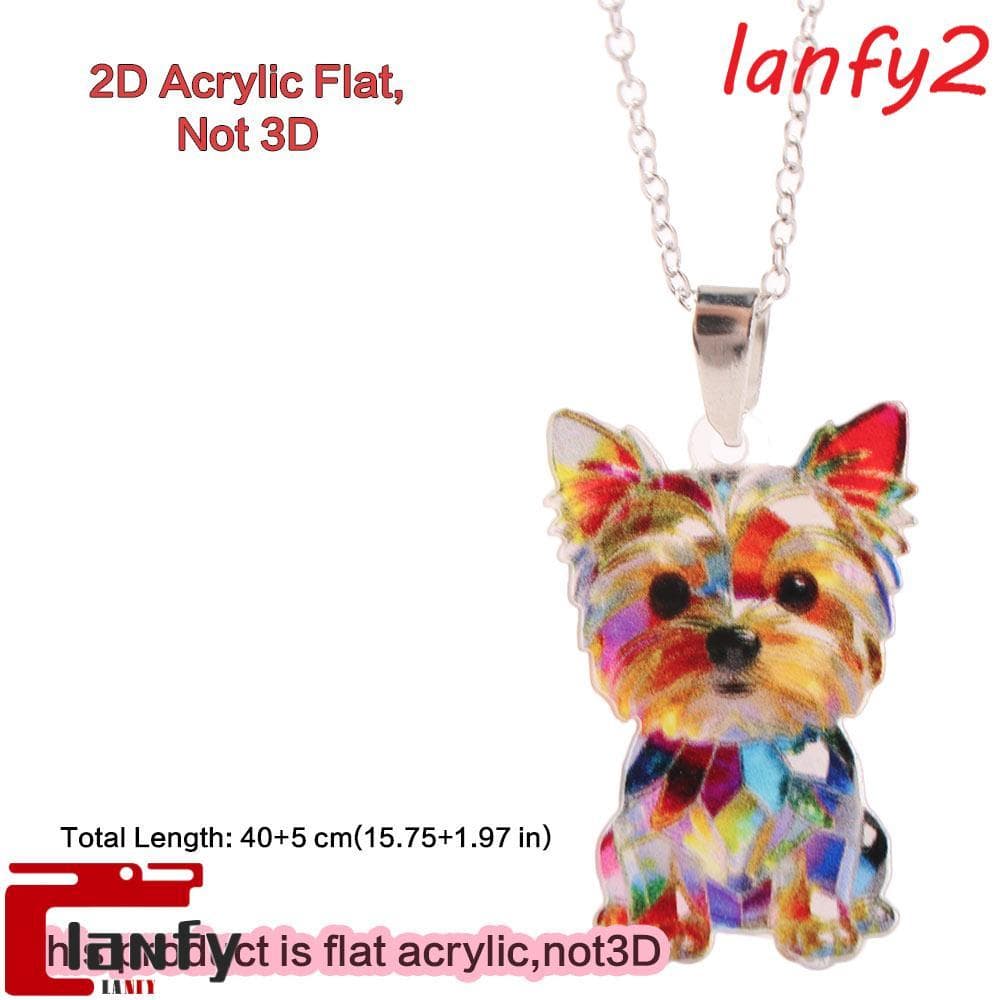 LANFY Yorkshire Terrier Colar , Amizade 2D Plana Pescoço De Cachorro Corrente , Presentes Acrílicos Bonito Cão Pingente