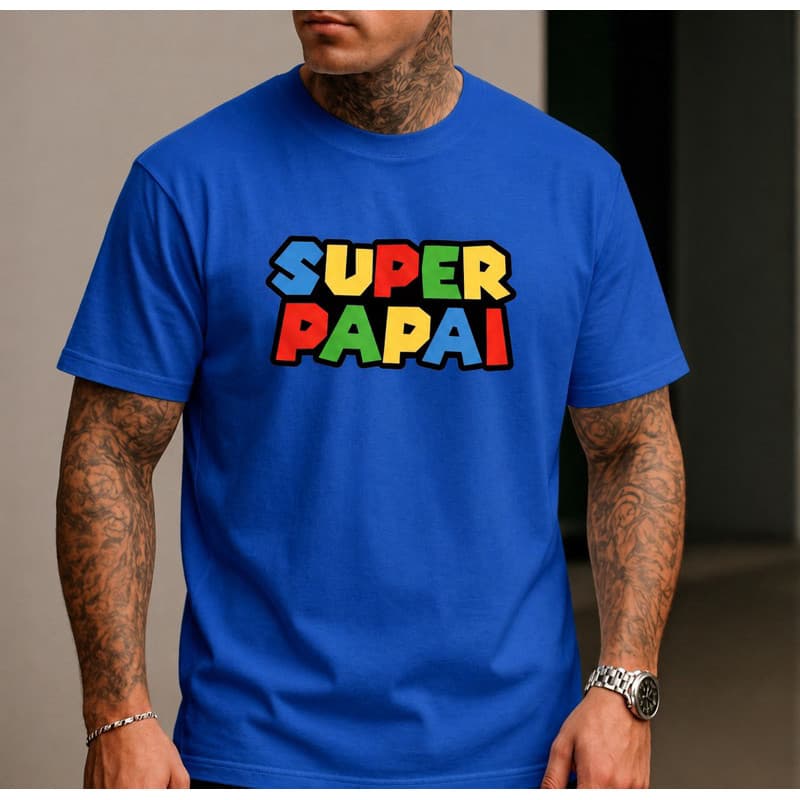 Camiseta Masculina Super Papai Camisa 100% Algodão Presente Dia Dos Pais