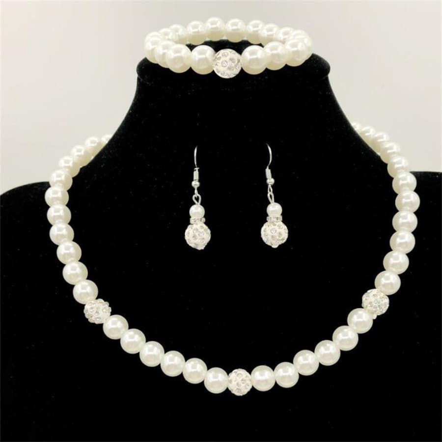 Novo estilo conjunto de corrente acessórios de noiva conjunto de pérolas jóias argila diamante curto colar conjunto de j