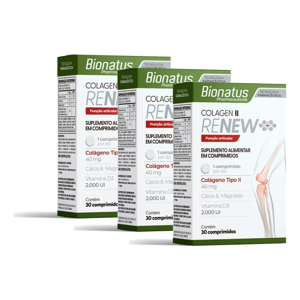 Kit 3 Unidades De Colágeno Renew Tipo 2 Com 30 Caps Bionatus