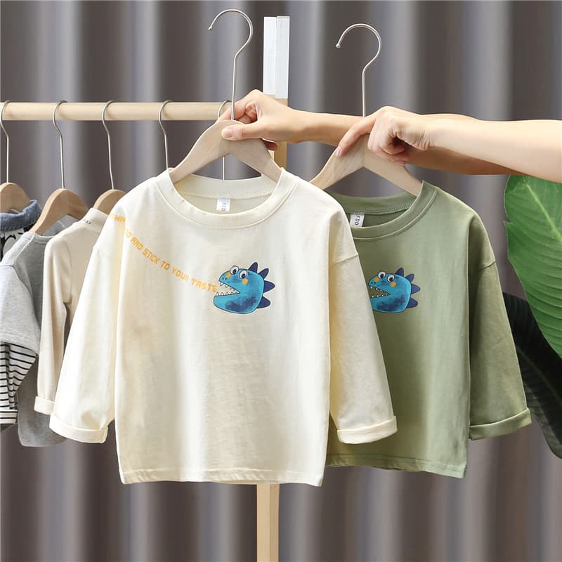 Meninos primavera camiseta roupas de manga comprida 2026 novo estilo na moda roupas infantis moda bebê topos crianças mo