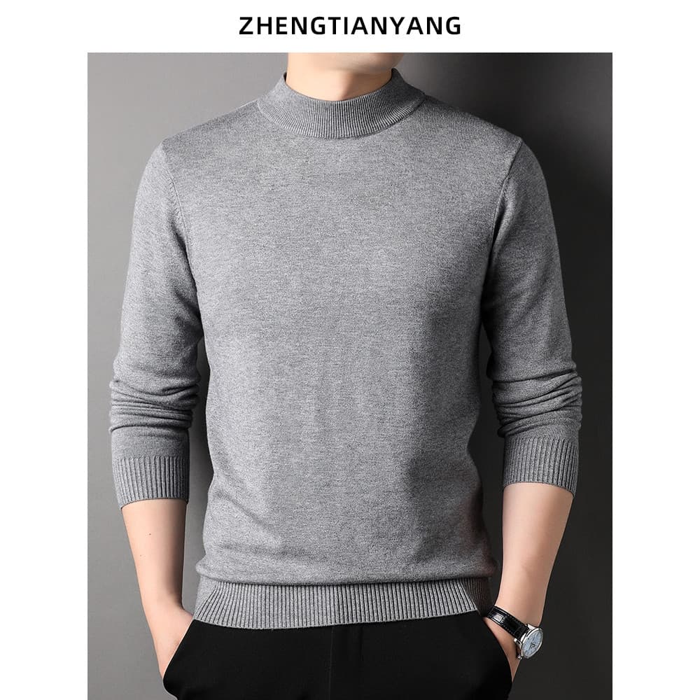 Meia gola alta fina camisola de manga comprida malhas masculinas camiseta primavera outono interior roupas de outono mas