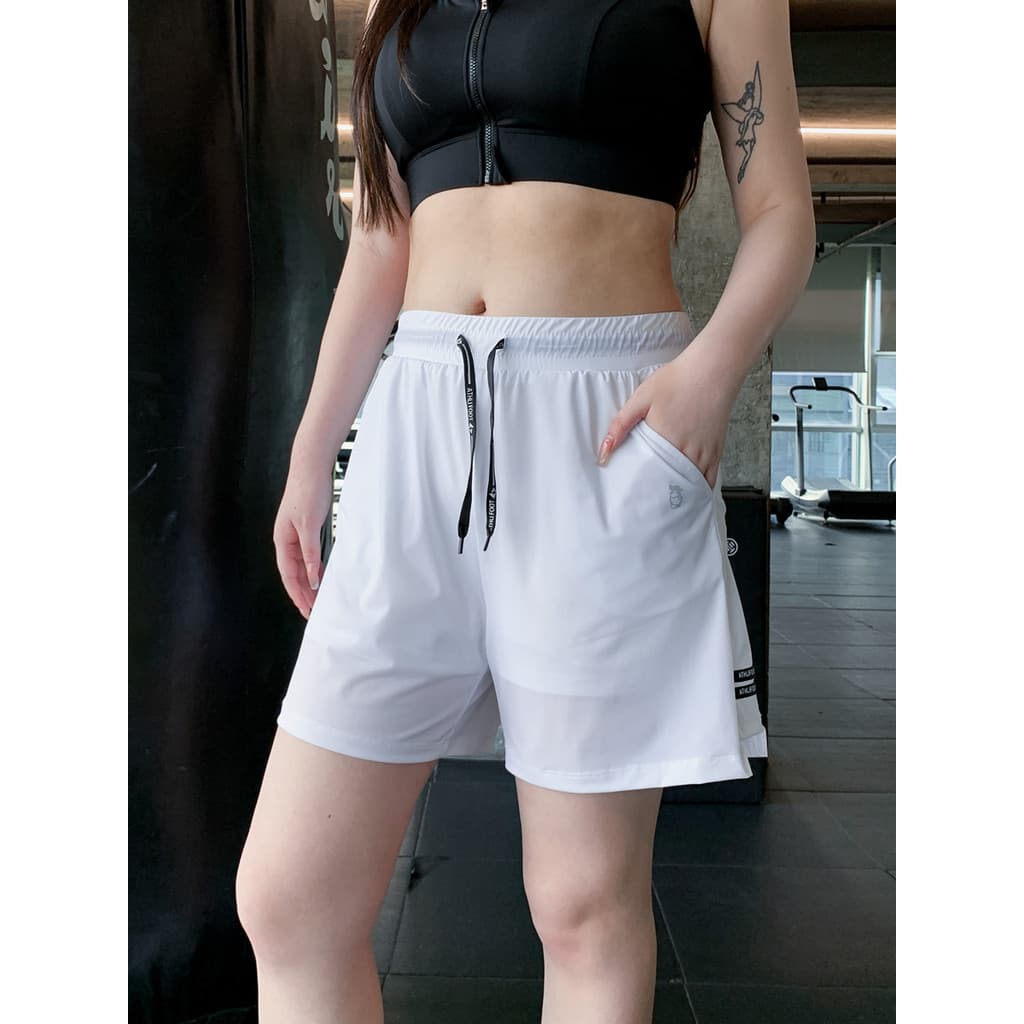 Verão solto tamanho grande gordura mm Anti-reflexo Shorts esportivos feminino Yoga calças de Fitness correndo exterior W