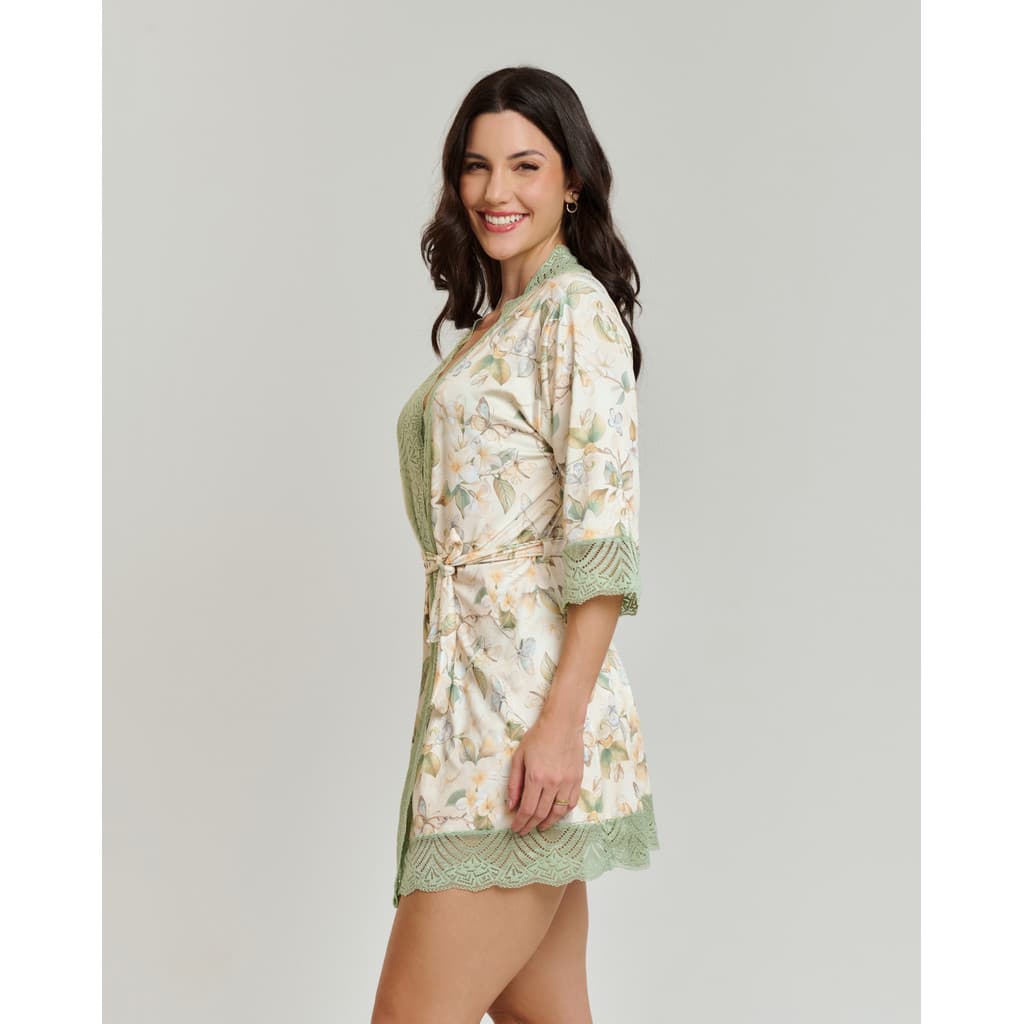 Robe Estampado Fluit Com Renda - Serena