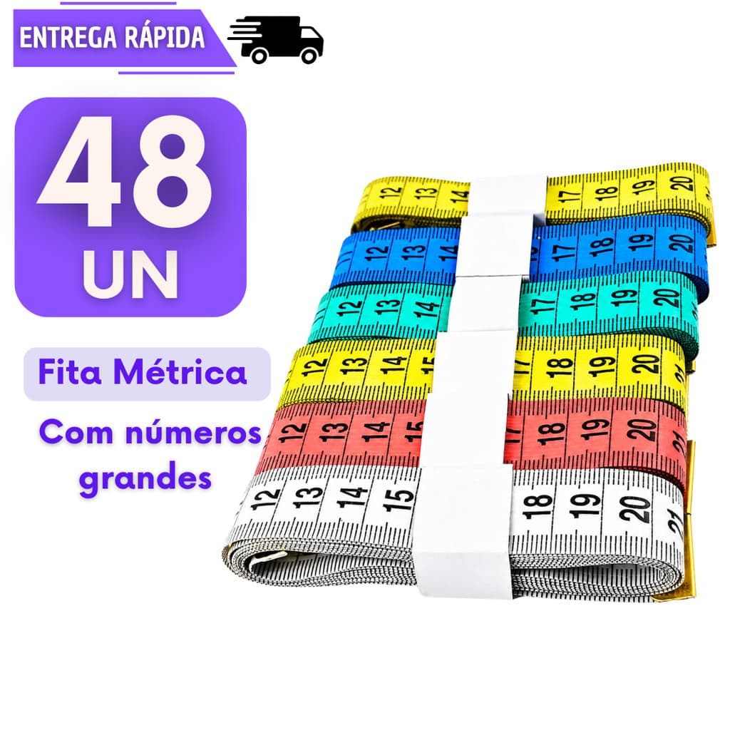 48 Fita Métrica Corporal Profissional 1,5m Costura Moda Academia Medidas Precisas Artesanato Trenas Manutenção Fitas