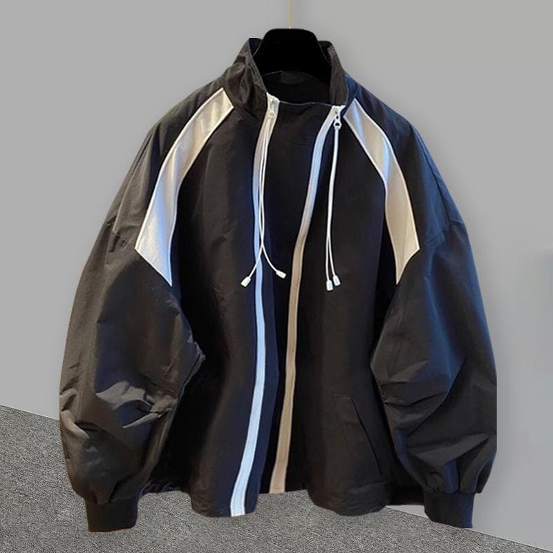 Jaqueta de gola alta com Design de zíper duplo, jaqueta masculina e feminina estilo outono High-End sentido rufião bonit