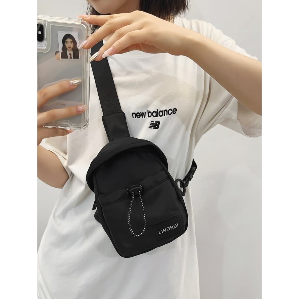 Preto pequeno saco feminino estilo Casual saco de peito dos homens esportes ao ar livre ciclismo pequena mochila ferrame