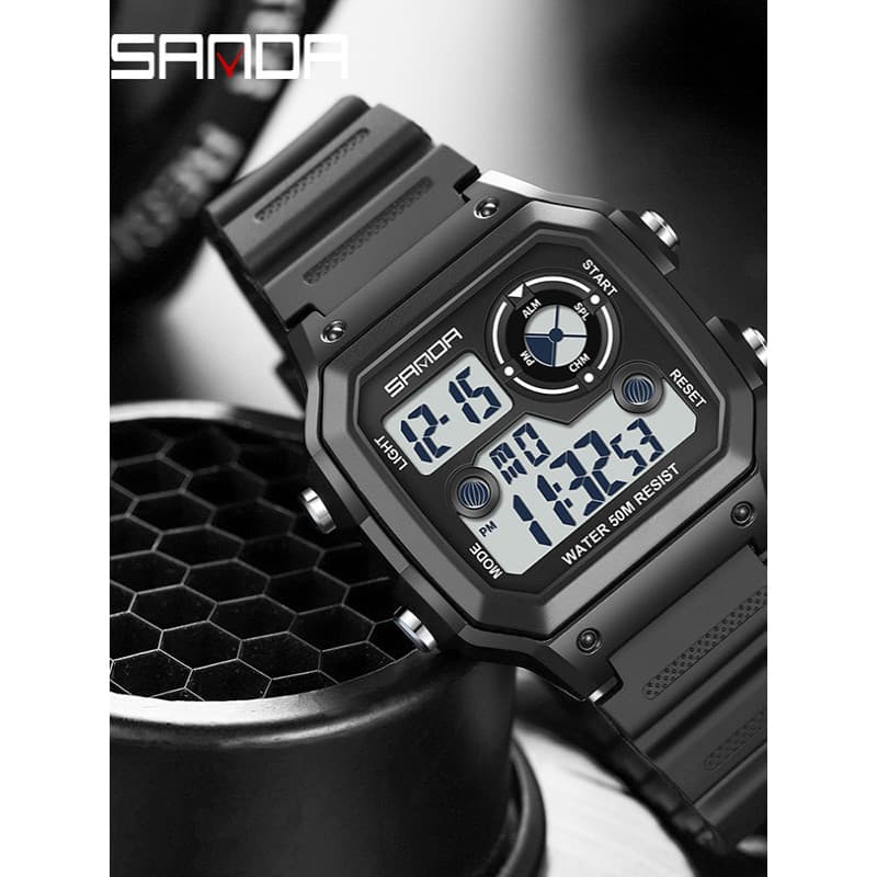 Sanda relógio eletrônico masculino ao ar livre moda esportes relógio natação à prova dwaterproof água relógio masculino