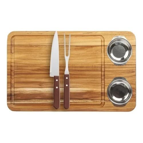 Kit Churrasco 48 X 30 Com 2 Potes + Garfo E Faca