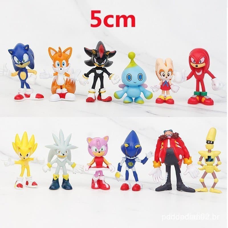 12 Pcs/Set 1 PVC Jogo Figuras De Ação Para Sonic the Hedgehog Fãs Modelo Collectibles Bolo Toppers Decoração presente