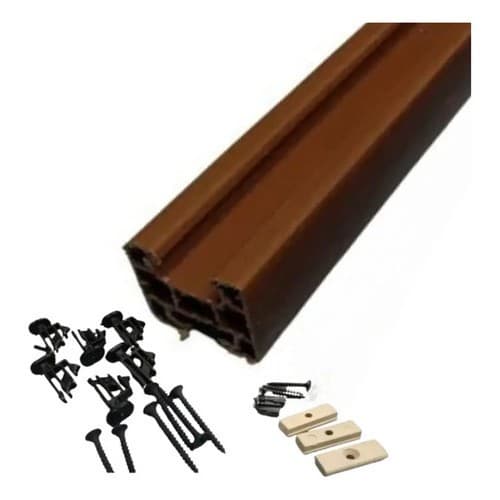 Trilho Porta Sanfonada Pvc 0,88 Cm Mogno + 7pino + 3 Sup Mog Mogno