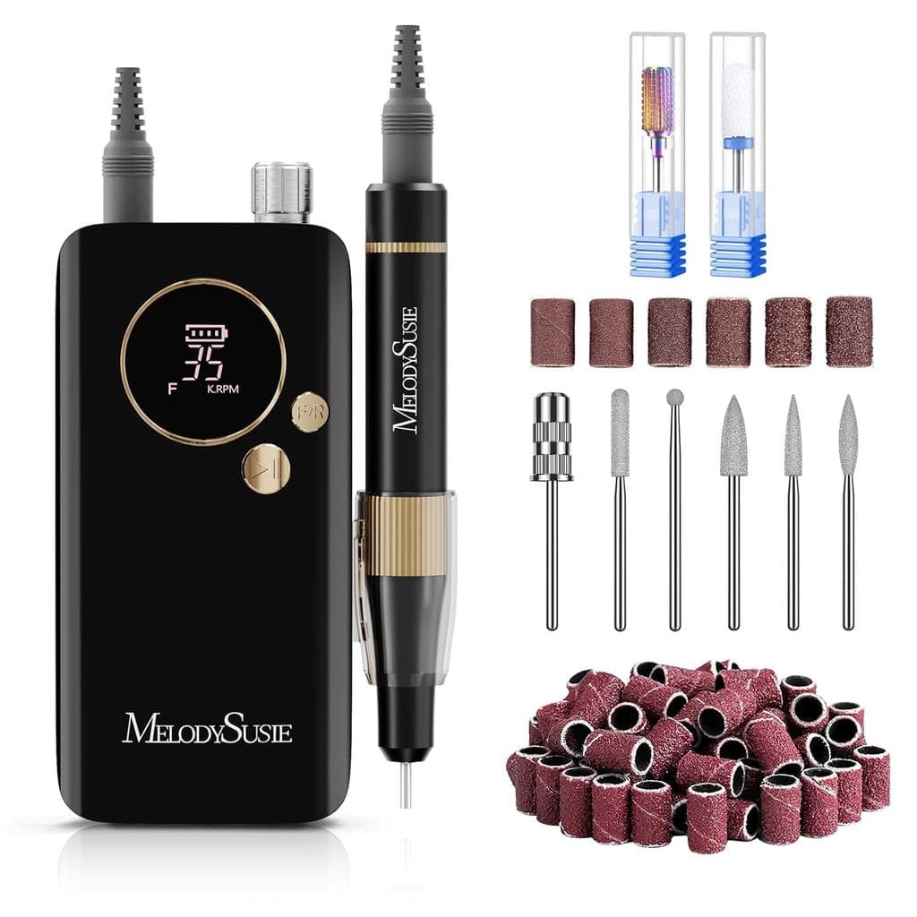 MelodySusie Lixadeira de Unhas Recarregável de Alta Eficiência com Peça de Mão Leve, 200F 35000RPM, com Longa Duração de