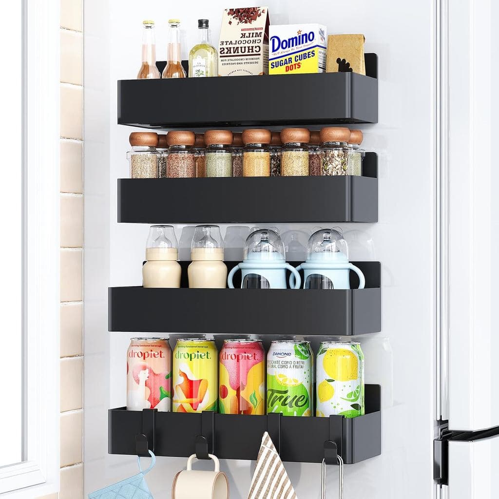 Suporte Magnético para Especiarias Mystozer para Refrigerador, Organizador de Cozinha e Prateleira de Armazenamento, Pre