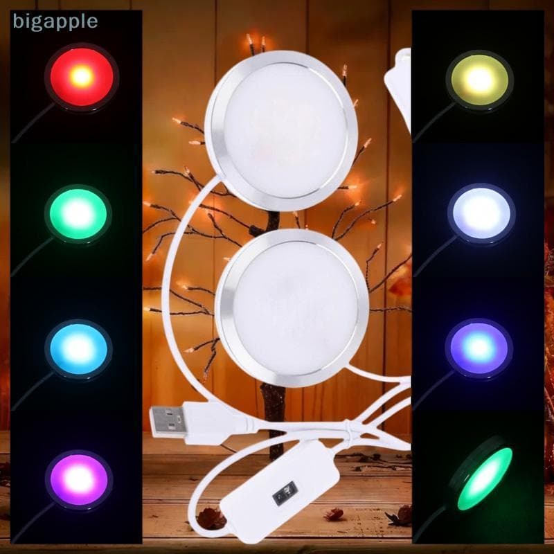 (big88apple) 1 Peça Para Peças De Luz Led De Bambu Modelo DIY Branco Quente/Multicour USB Redondo Ultrafina Laboratório