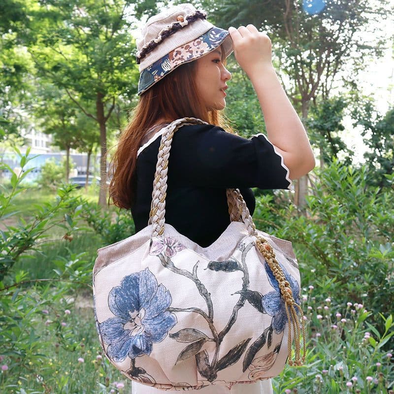 Bolsa de ombro de grande capacidade, bolsa feminina, bolsa tecida à mão, bolsa feminina elegante, bolsa de tecido de est