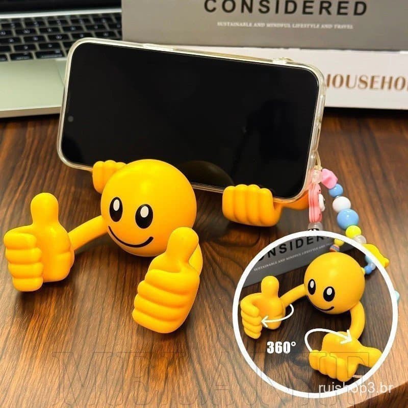 Organizador de Mesa Fofo para Escritório |         Telefone com Rosto Sorridente e Polegar Rotativo, Tablet de PVC Co RP