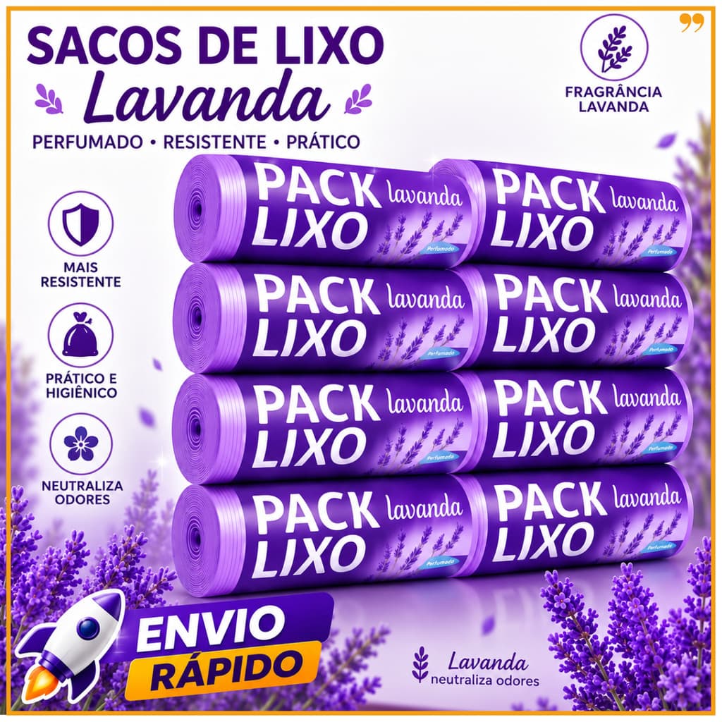 Saco de Lixo Lavanda Perfumado| Neutraliza Odor | Para Pia e Banheiro / Espanta Insetos