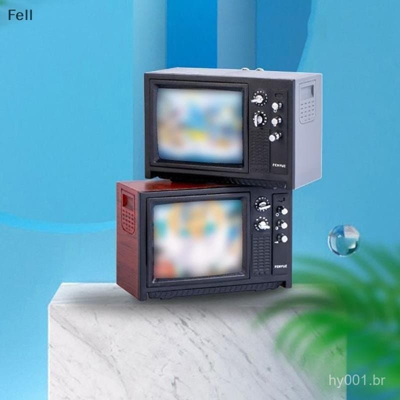 [Fel] Ornamentos em Miniatura para Casa de Bonecas, Mini TV Retrô, Brinquedo em Promoção NFAV