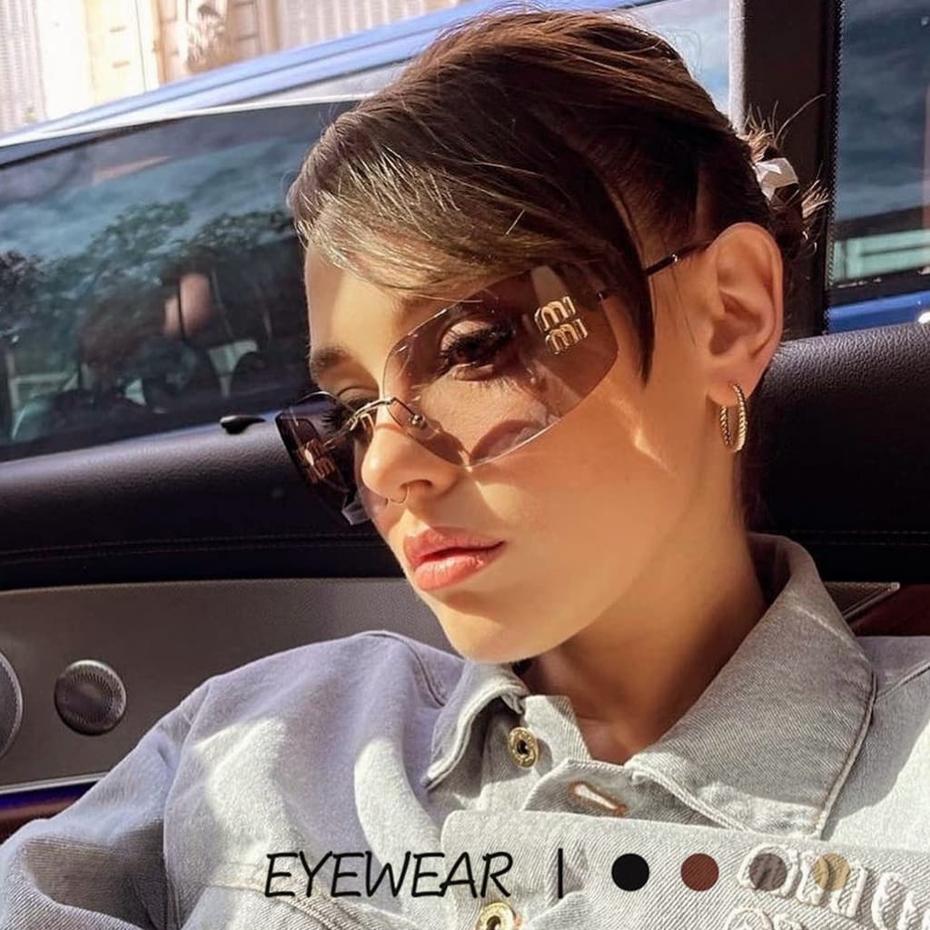 Óculos de Sol Sem Armação de Metal Y2K Feminino Estilo Celebridade Ousado Moderno Para Looks Únicos