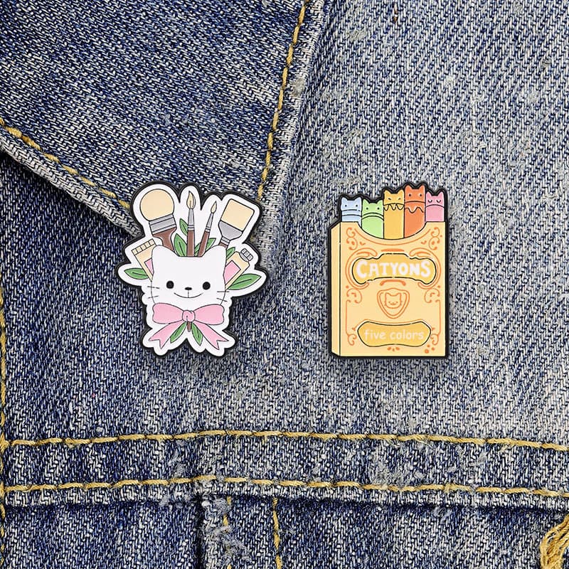 Broche Esmaltado De Gato Para Amantes De Pintura , Acessórios De Roupas Da Moda , Mochila , Crachá , Joia , Presente