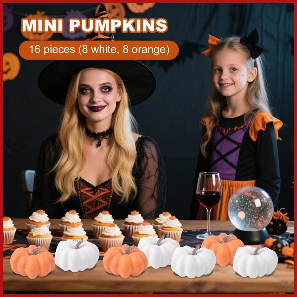 Abóboras Falsas Mini Peças Centrais De Mesa Realistas De Halloween , 16 , Outono , Ação De Graças , Decoração De Para po