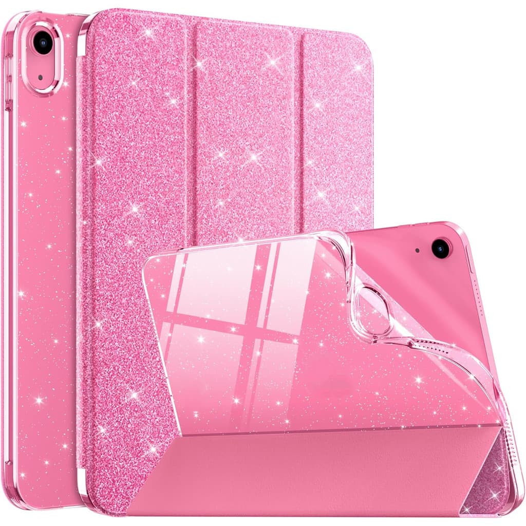 Capa Protetora MoKo Com Suporte Triplo E Glitter Traseira De TPU Transparente Brilhante Para iPad (A16) 11a Geração 2025