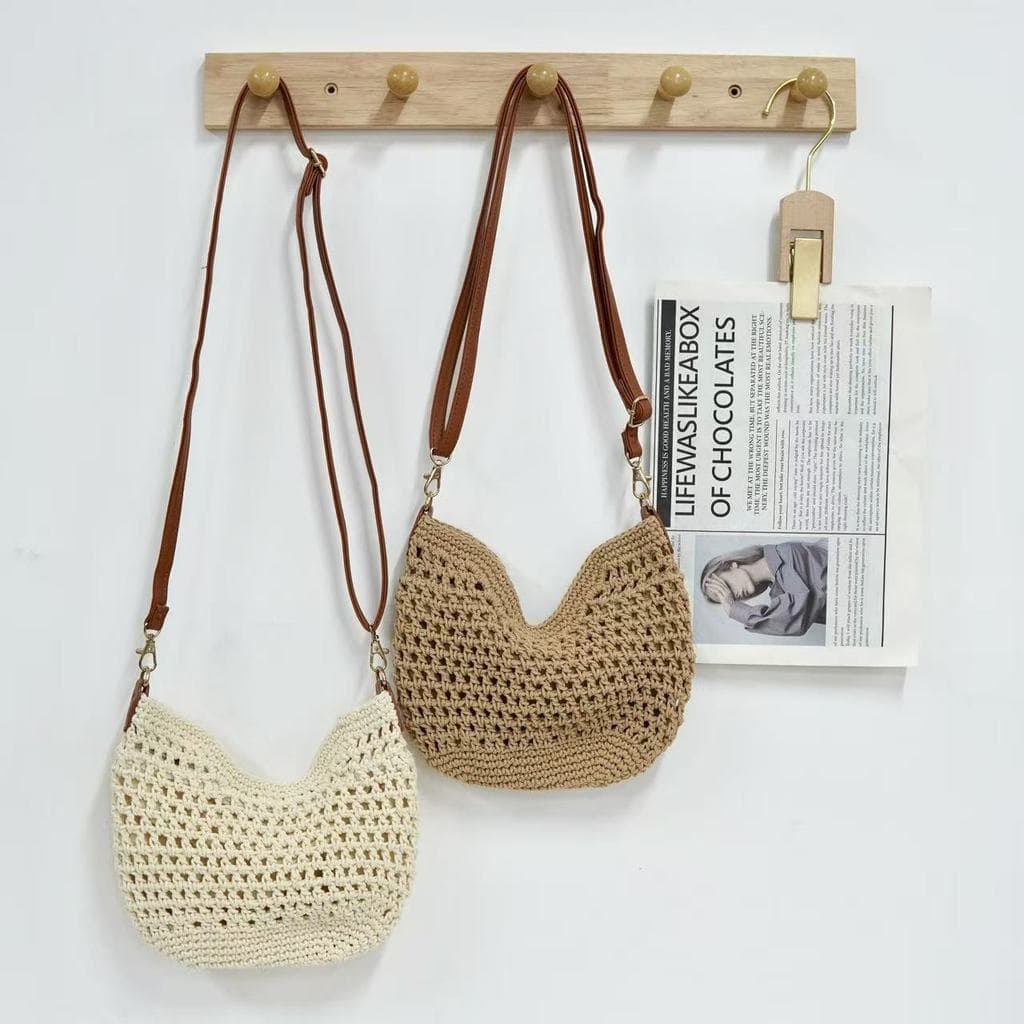 Bolsa transversal de tecido para mulheres, nova bolsa de ombro casual artesanal de verão, bolsa transversal para férias